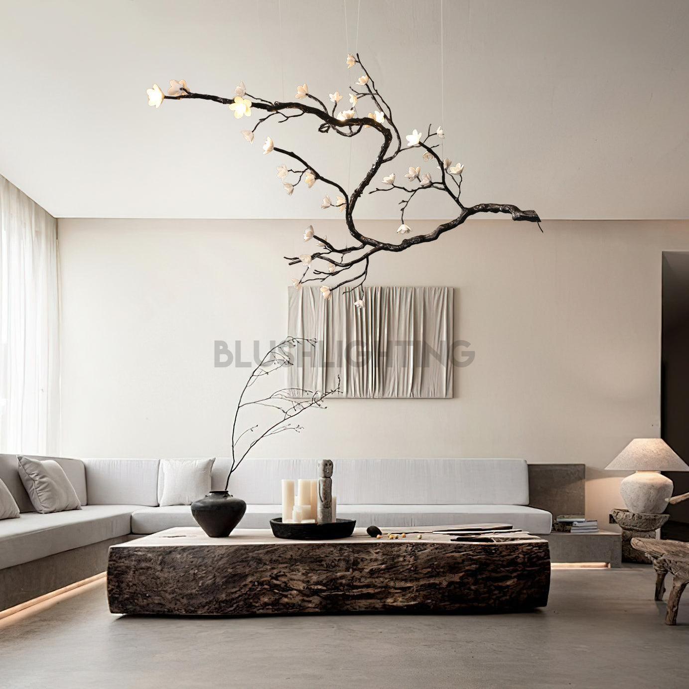 Branch Flower Chandelier - L 66.9″ x W 55.1″ x H 54.3″ / L 170cm x W 140cm x H 138cmBrass stained blackBlushlighting