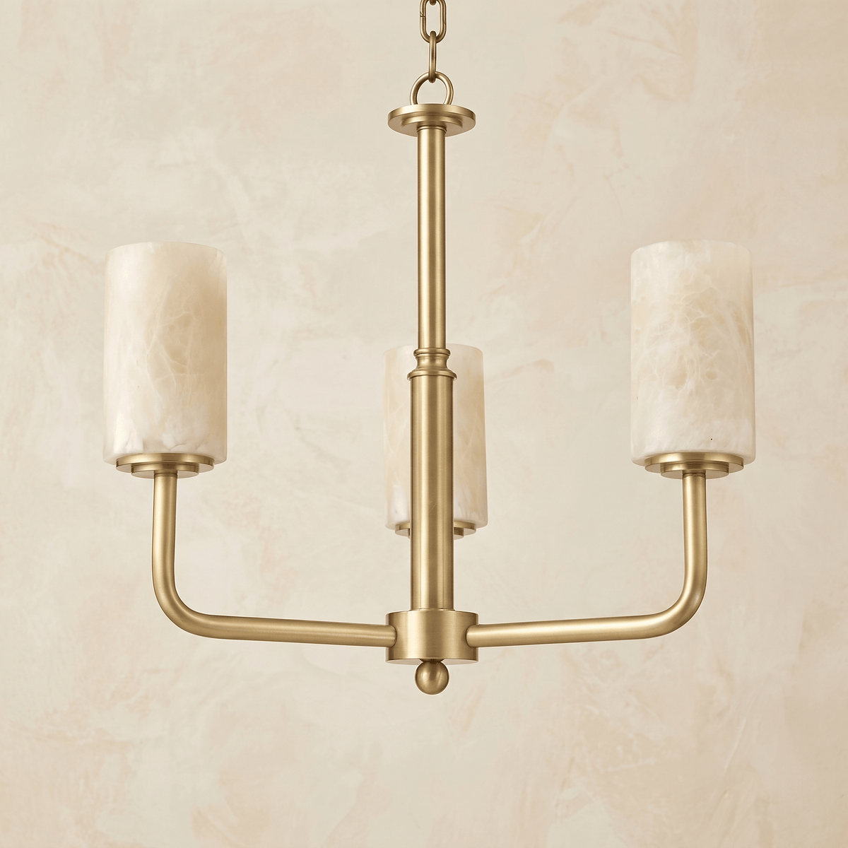 Brass 3-Arm Cylinder Alabaster Pendant Light - Blushlighting