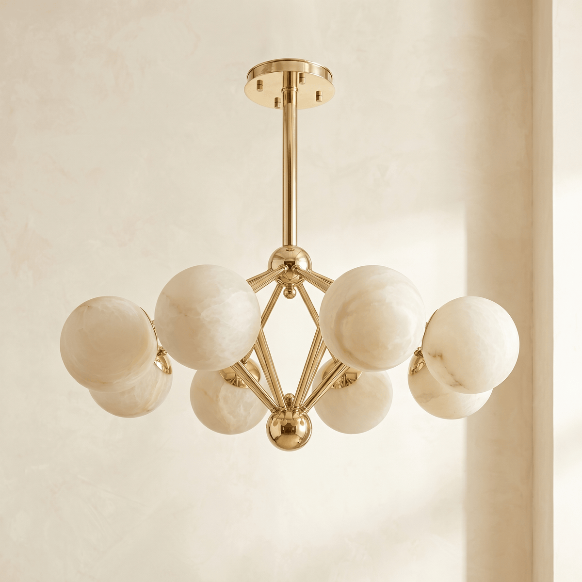 Brass 8-orb Alabaster Pendant Light - Blushlighting