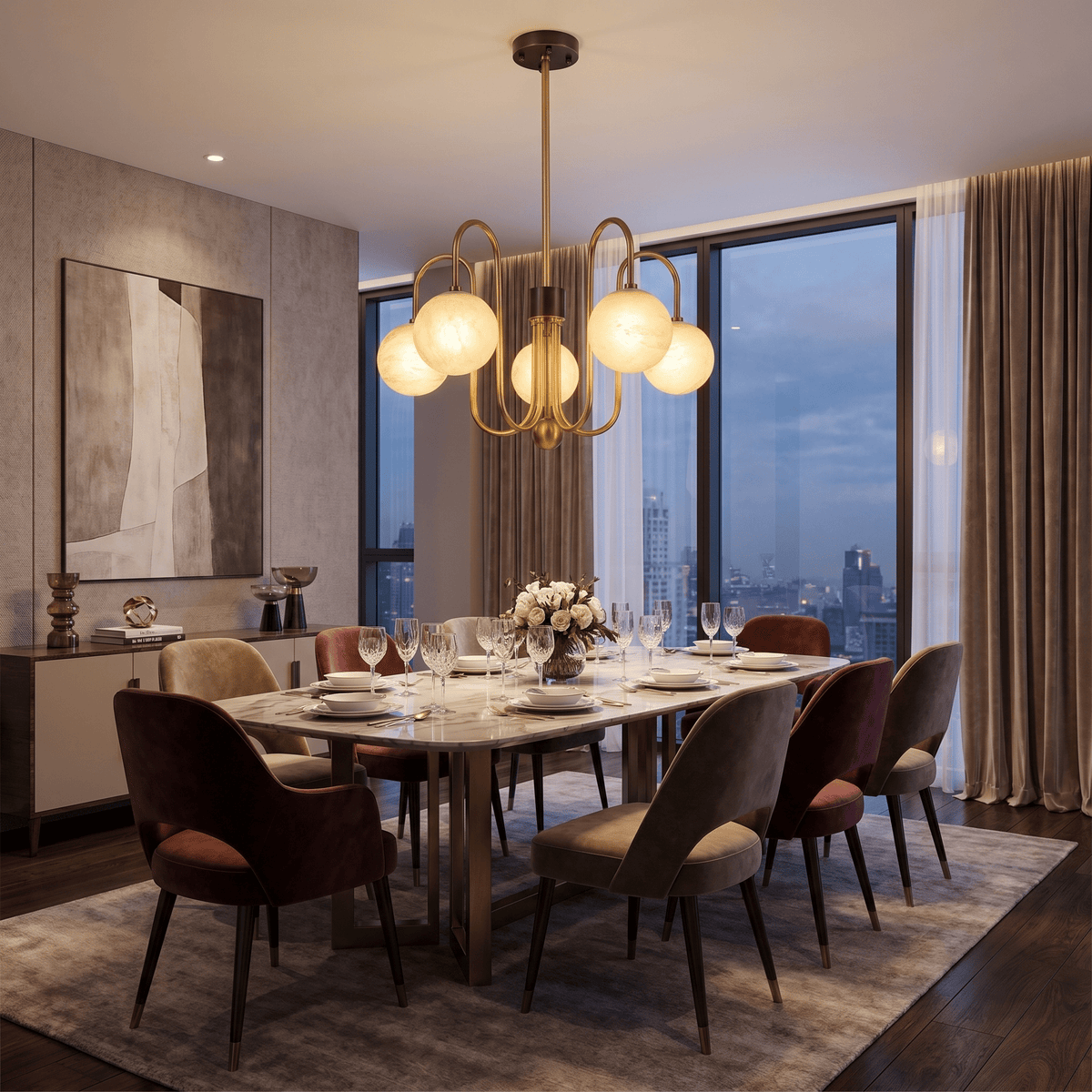 Brass Arc Alabaster Pendant Light - Blushlighting