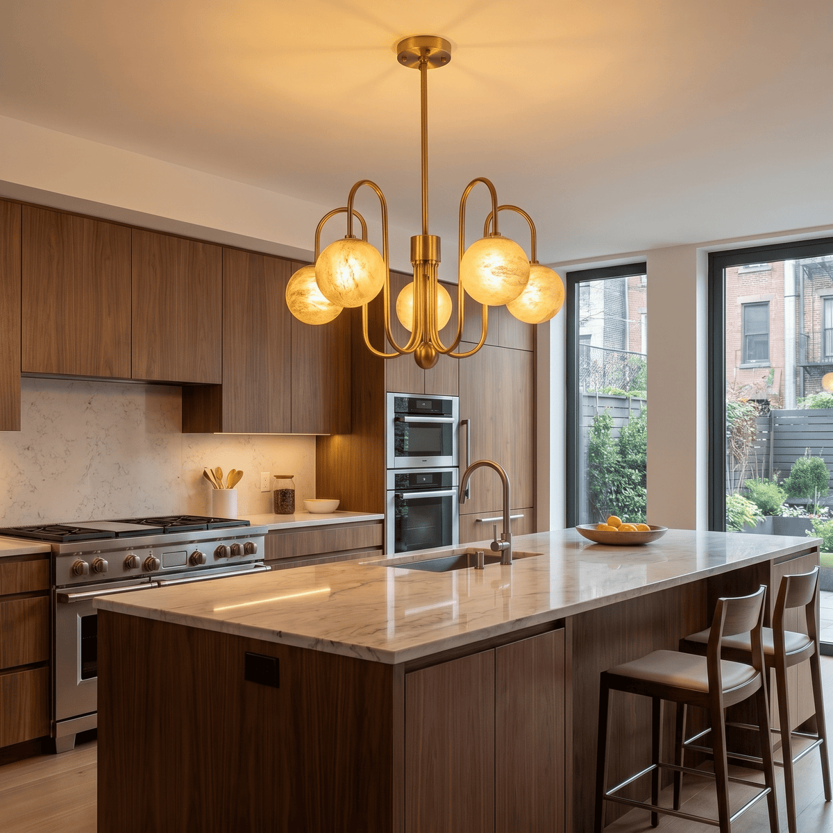 Brass Arc Alabaster Pendant Light - Blushlighting