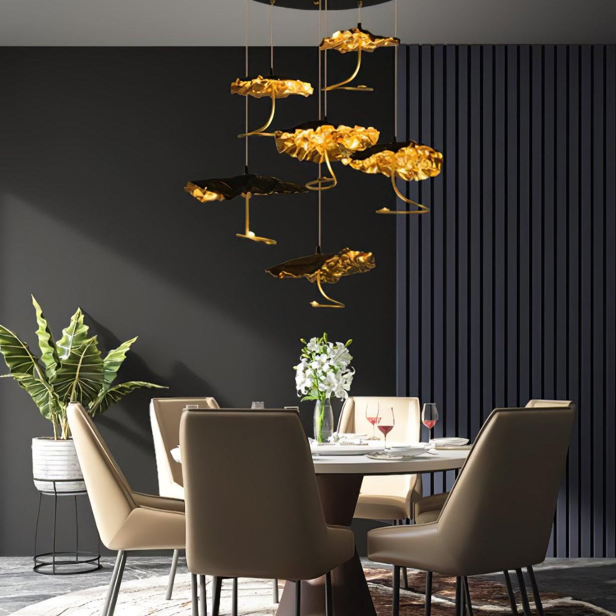 Brass Aviary Constellation Chandelier - 1 head ∅ 9.8″ x H 5.9″ / Dia 25cm x H 15cmBrass & BlackWarm LightBlushlighting