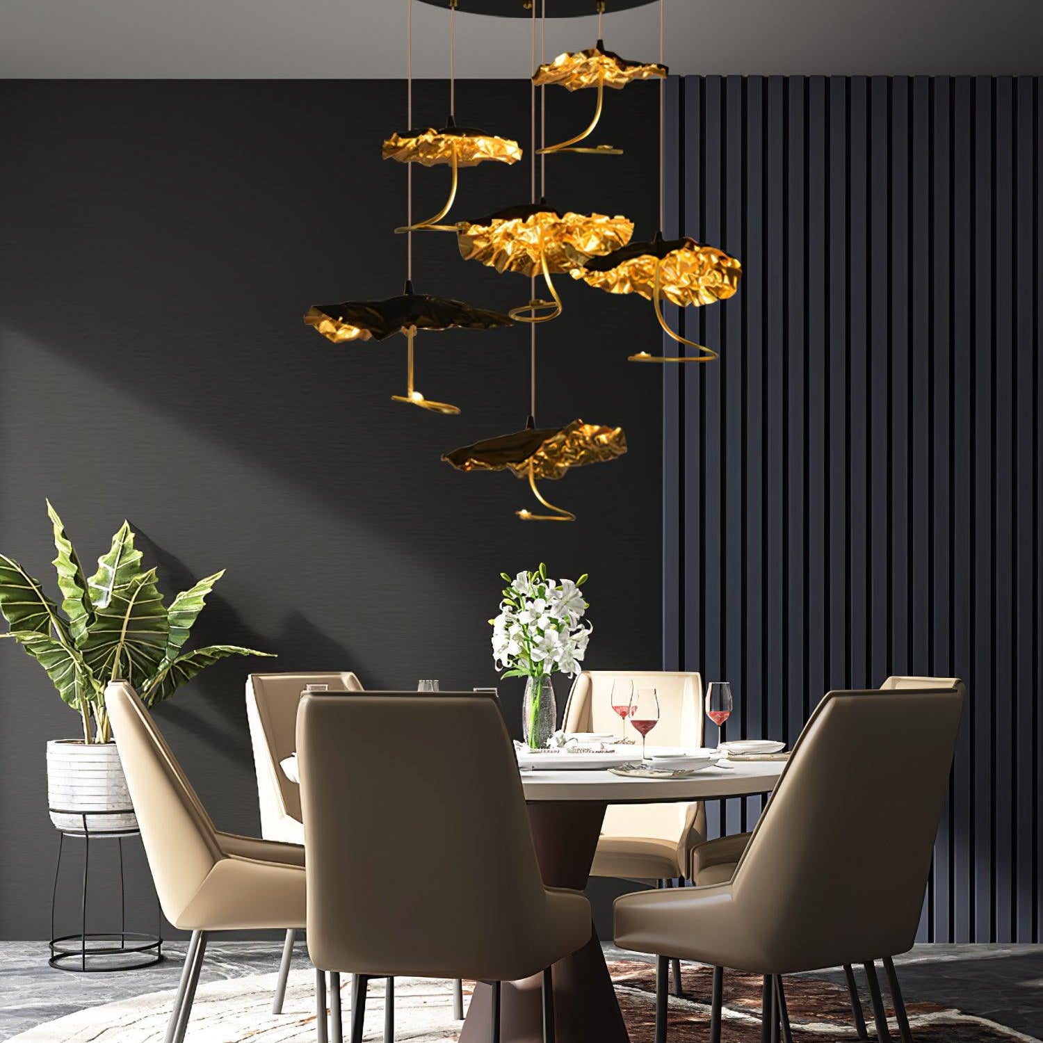 Brass Aviary Constellation Chandelier - 1 head ∅ 9.8″ x H 5.9″ / Dia 25cm x H 15cmBrass & BlackWarm LightBlushlighting