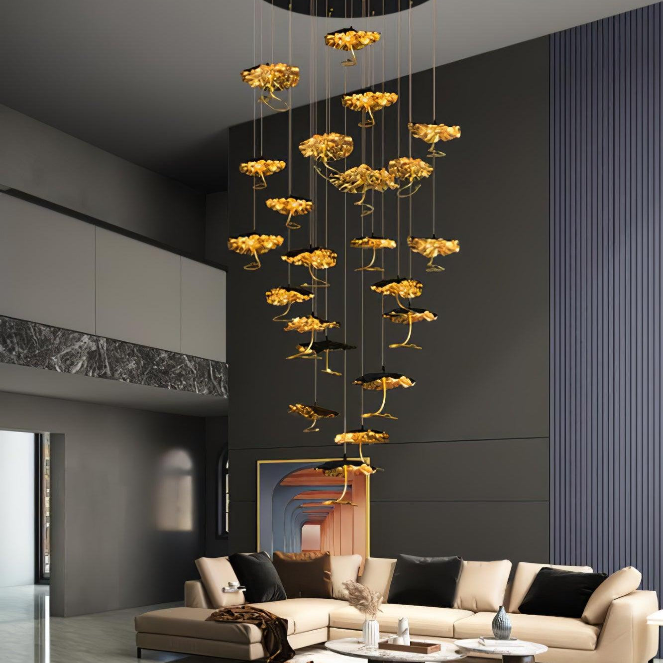 Brass Aviary Constellation Chandelier - 1 head ∅ 9.8″ x H 5.9″ / Dia 25cm x H 15cmBrass & BlackWarm LightBlushlighting