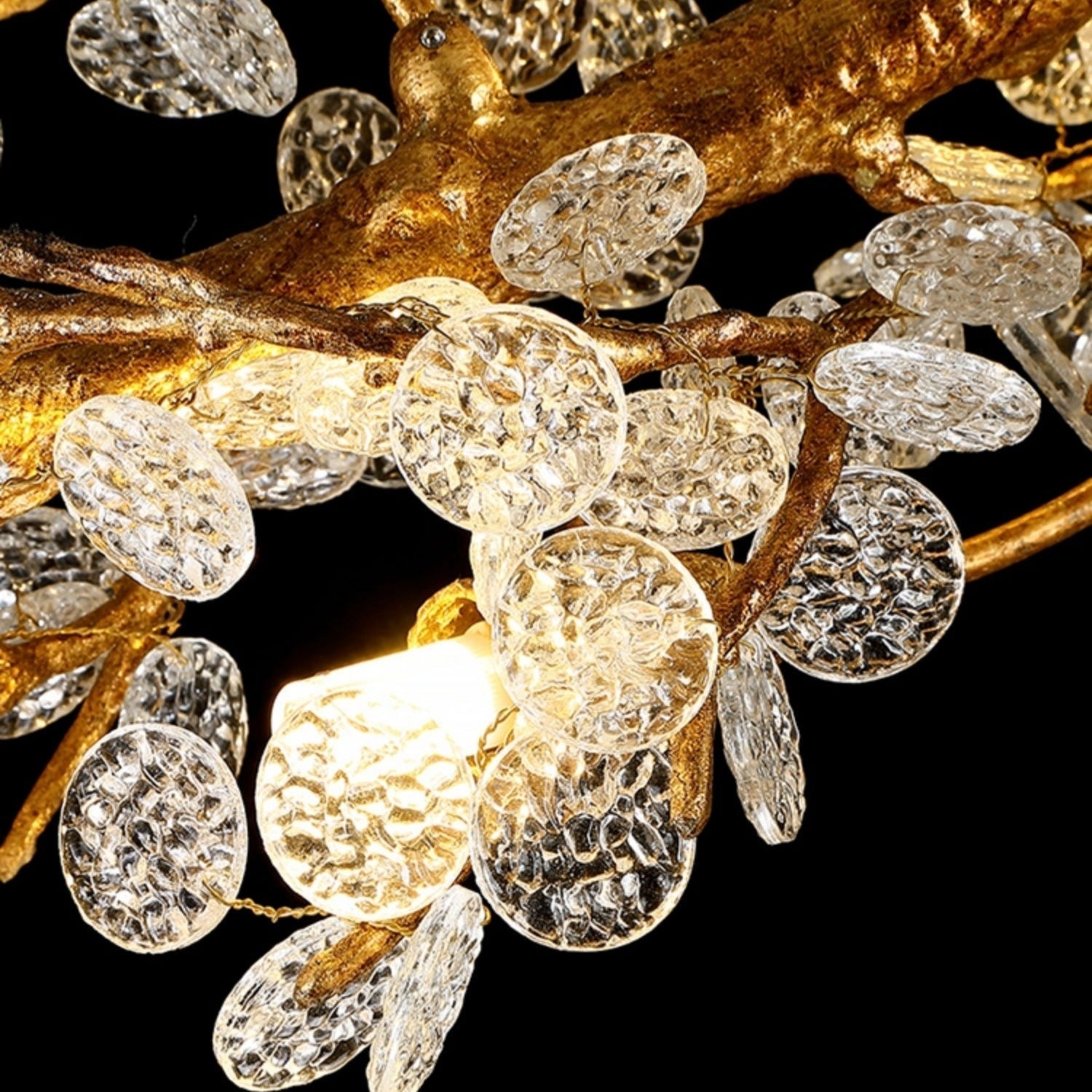 Brass Branch Chandelier with Crystal Leaf Accents Elegant Style for Living or Bedroom Decor - Style B / L47.2"*W11.8"*H11.8"/26.5kgWarm LightBlushlighting