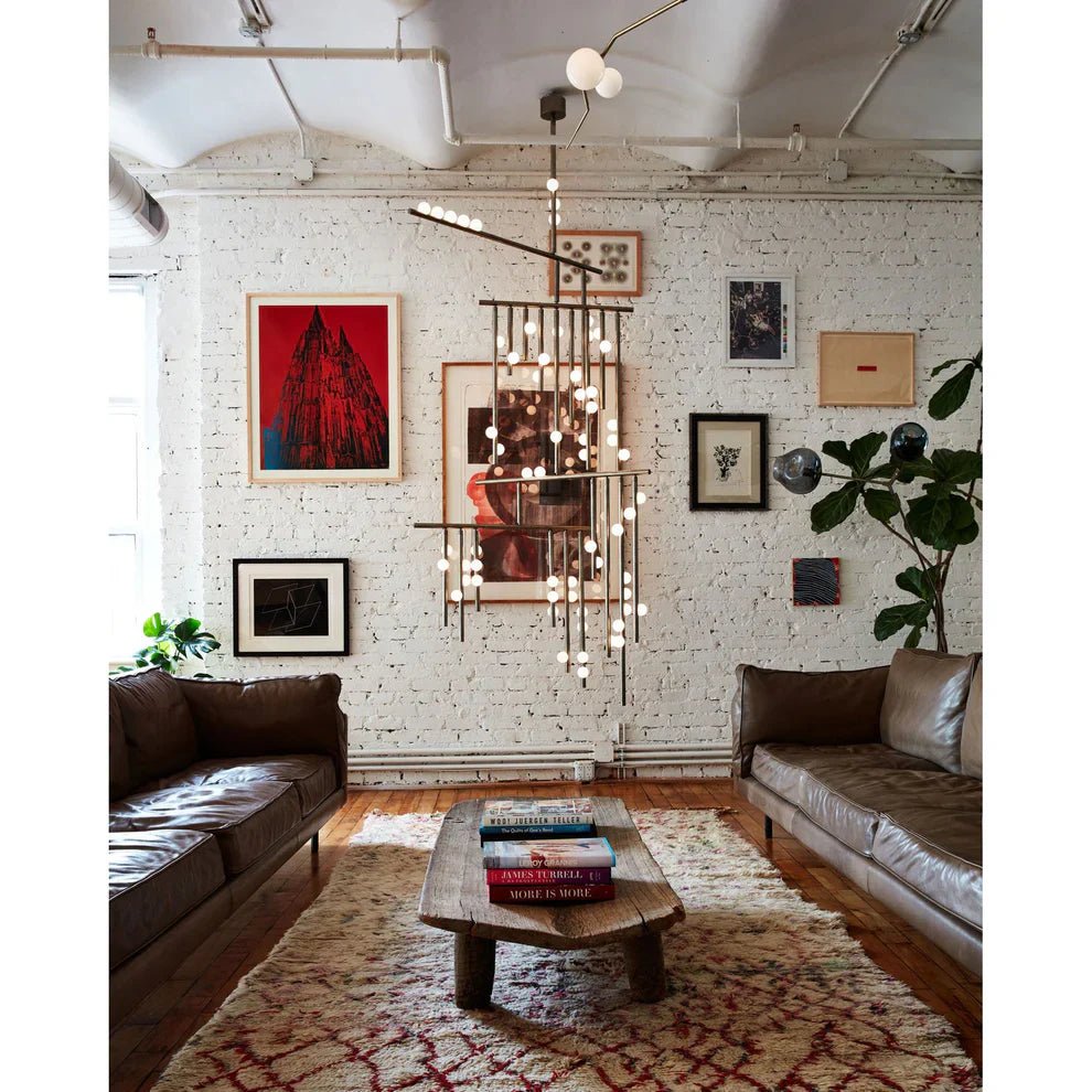 Brass Drop System Chandelier - 76 heads L 220cm x W 180cm x H 400cm / L 86.6" x W 70.9" x H 157.5"BlackBlushlighting