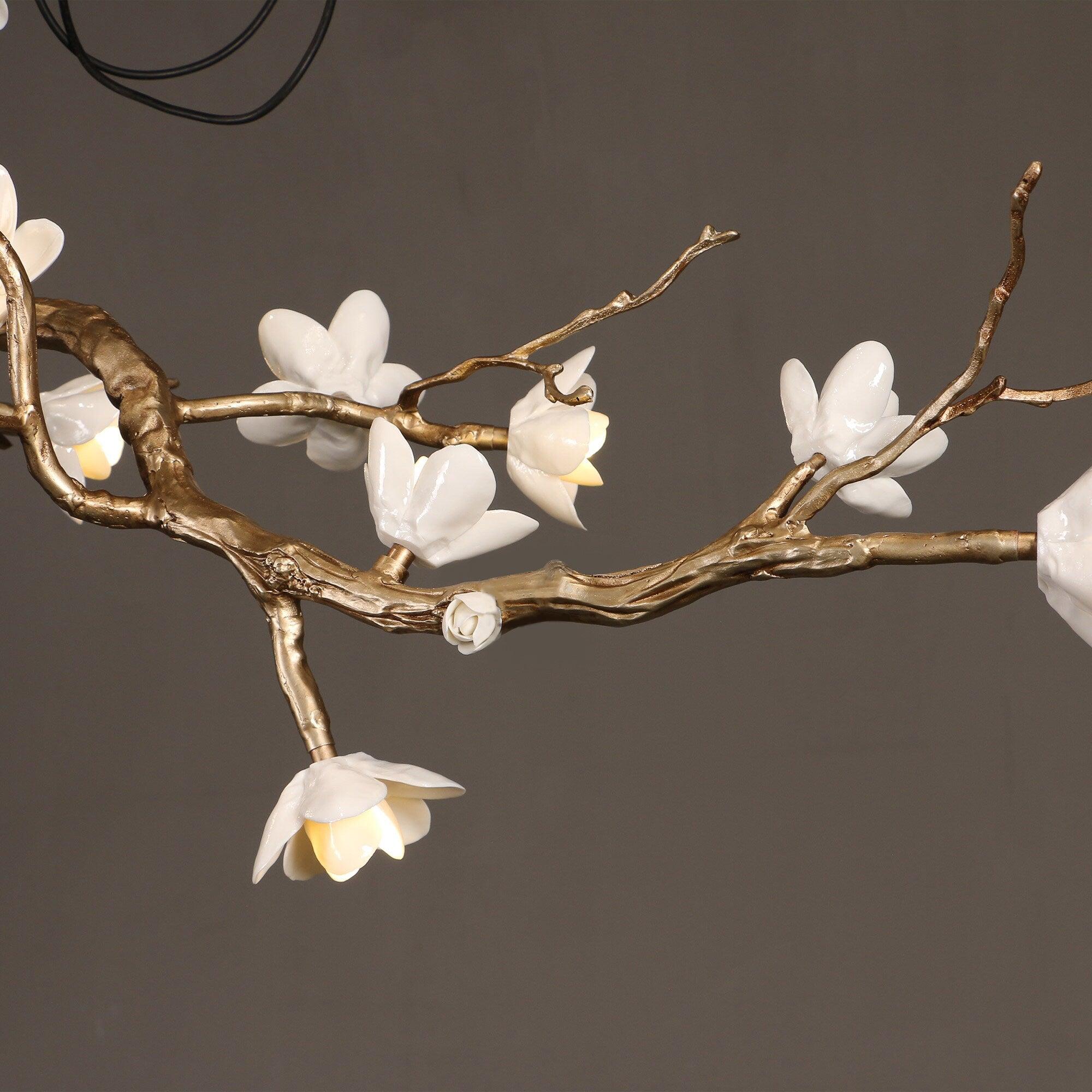 Brass Flower Branch Chandelier - L 31.5″ x W 19.7″ x H 25.6″ / L 80cm x W 50cm x H 65cmBrassBlushlighting