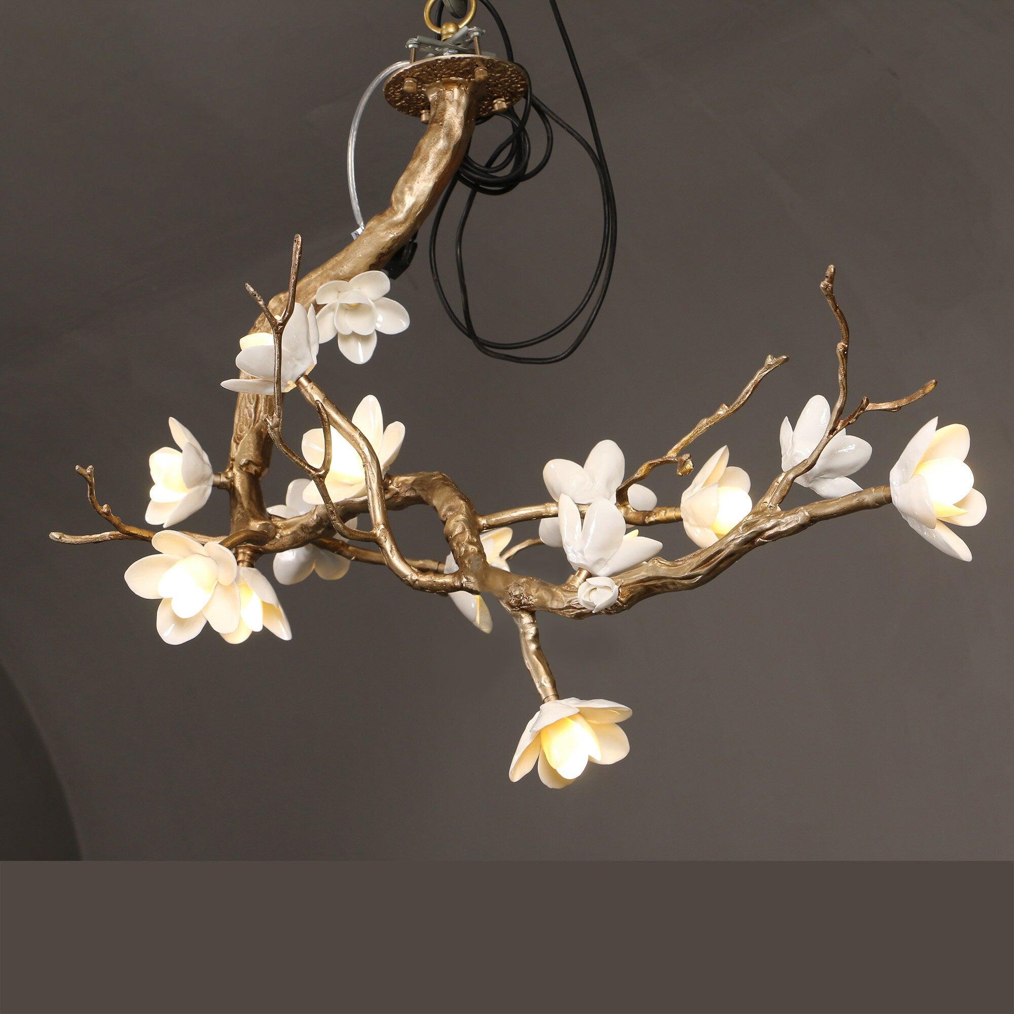Brass Flower Branch Chandelier - L 31.5″ x W 19.7″ x H 25.6″ / L 80cm x W 50cm x H 65cmBrassBlushlighting