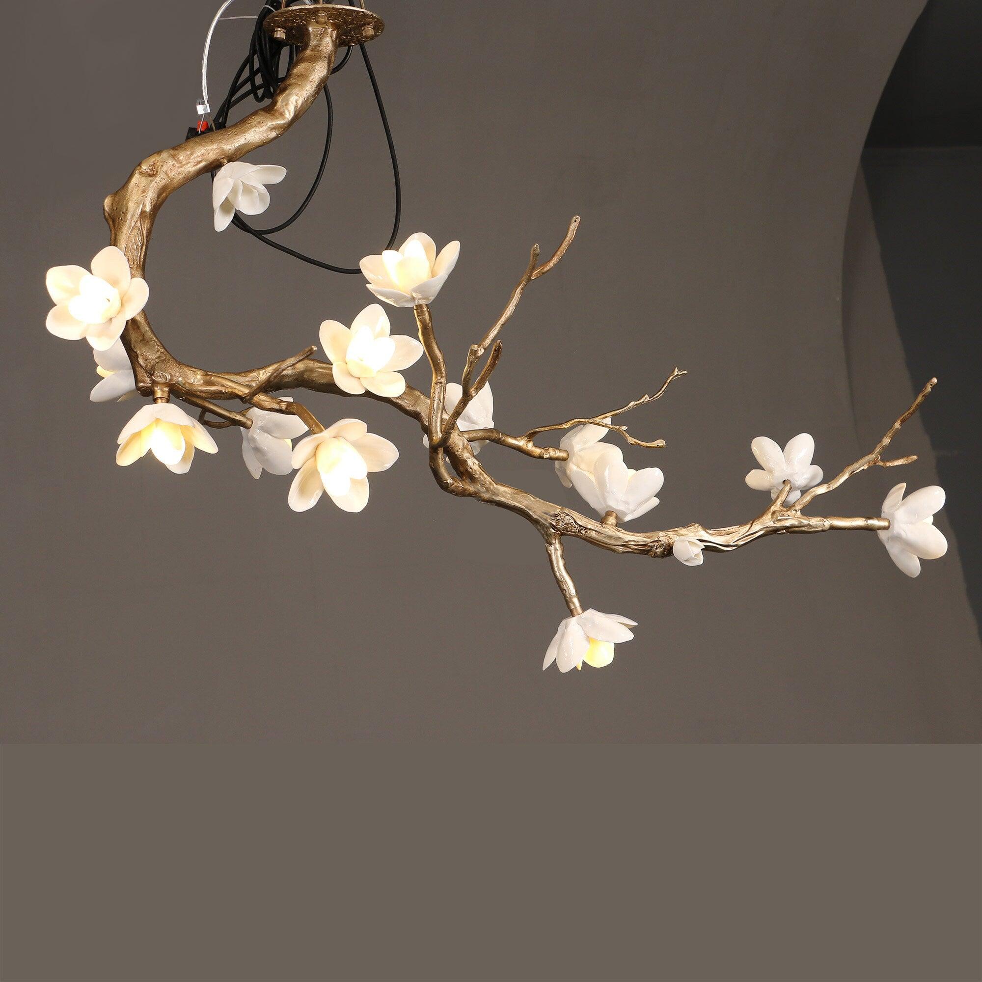 Brass Flower Branch Chandelier - L 31.5″ x W 19.7″ x H 25.6″ / L 80cm x W 50cm x H 65cmBrassBlushlighting
