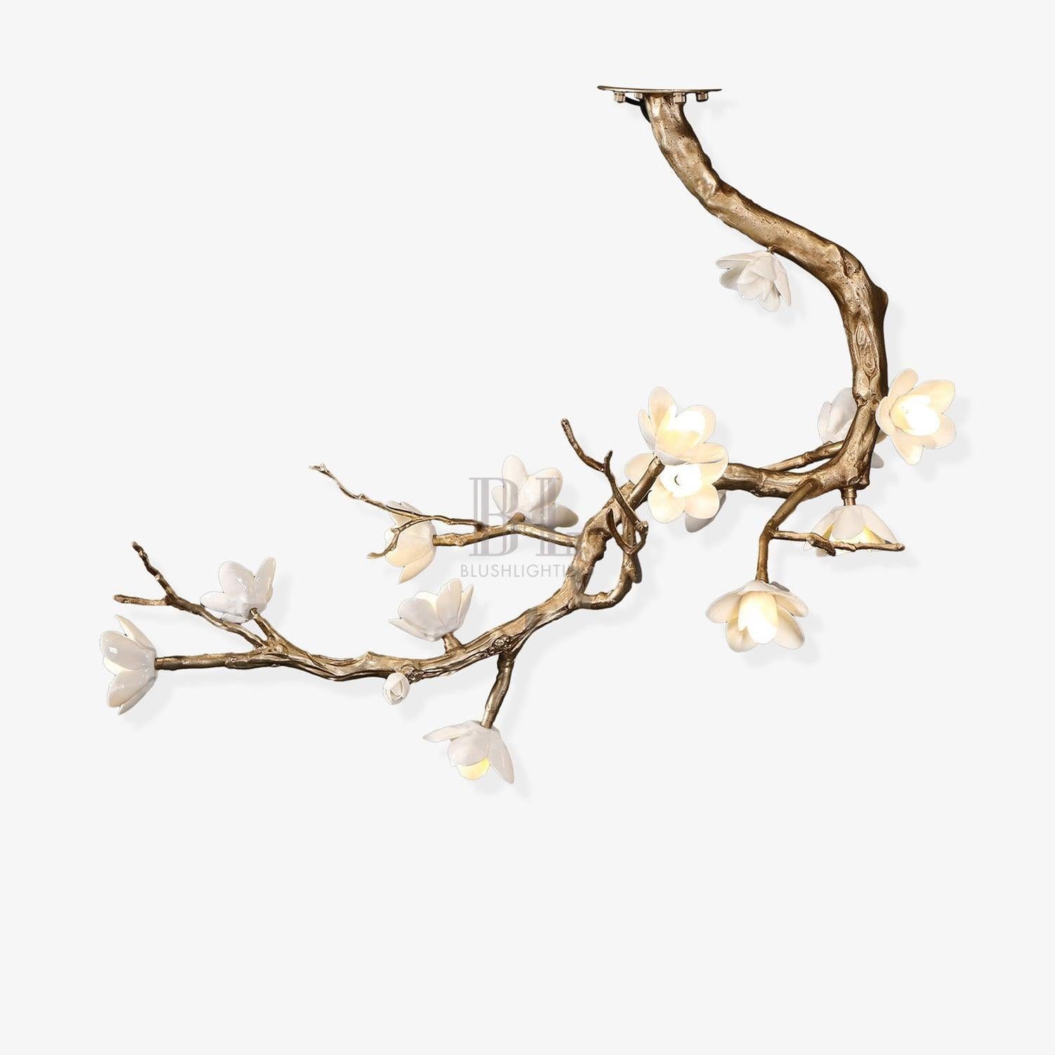 Brass Flower Branch Chandelier - L 31.5″ x W 19.7″ x H 25.6″ / L 80cm x W 50cm x H 65cmBrassBlushlighting