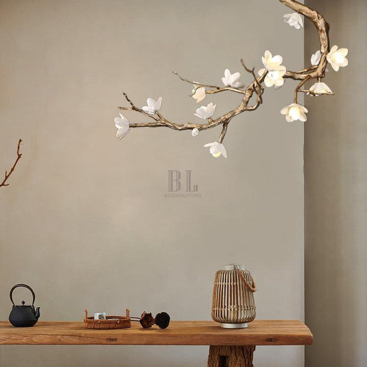 Brass Flower Branch Chandelier - L 31.5″ x W 19.7″ x H 25.6″ / L 80cm x W 50cm x H 65cmBrassBlushlighting