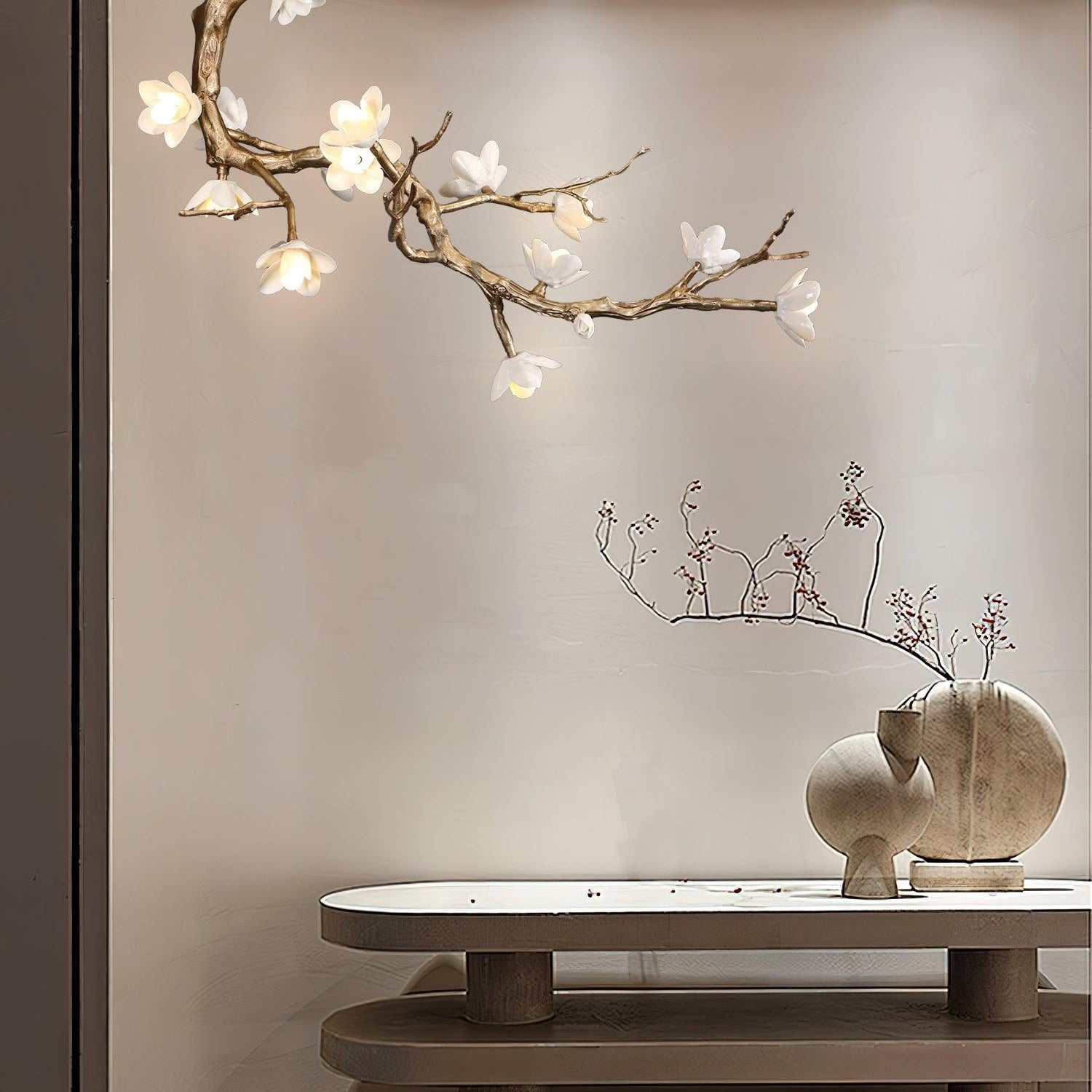 Brass Flower Branch Chandelier - L 31.5″ x W 19.7″ x H 25.6″ / L 80cm x W 50cm x H 65cmBrassBlushlighting