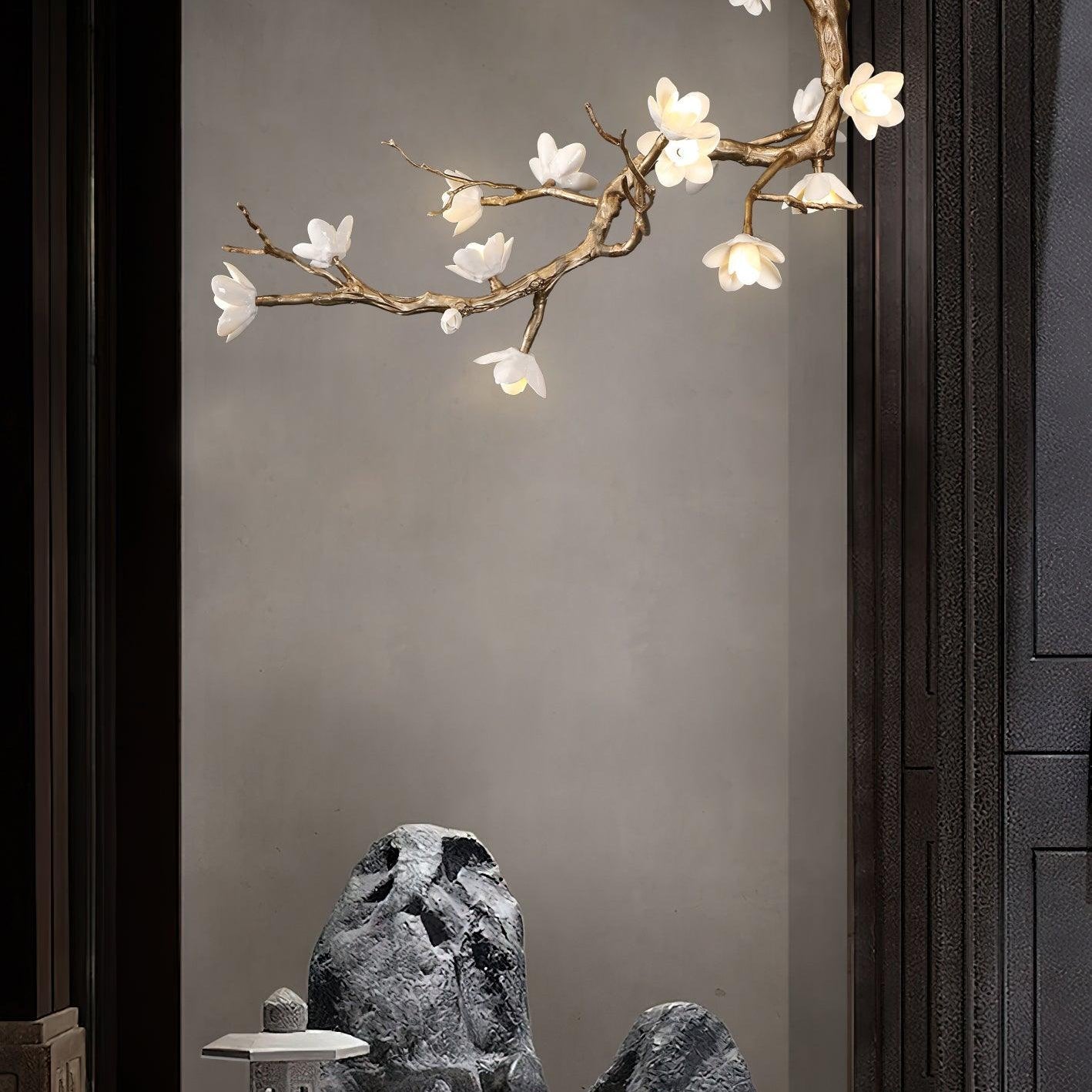 Brass Flower Branch Chandelier - L 31.5″ x W 19.7″ x H 25.6″ / L 80cm x W 50cm x H 65cmBrassBlushlighting