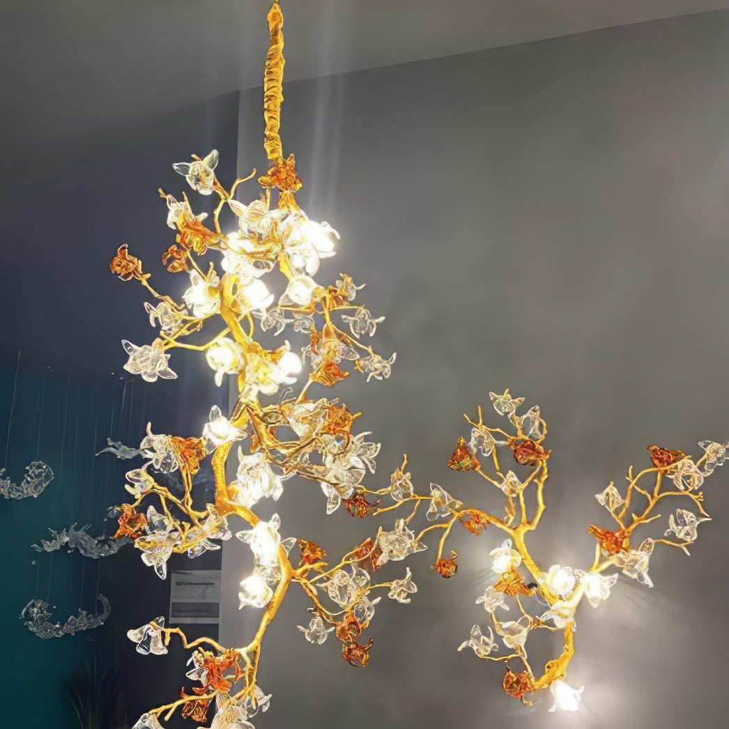 Brass Maple Branch Chandelier - ∅ 31.5″ x H 70.9″ / Dia 80cm x H 180cmBrass & Clear & YellowBlushlighting