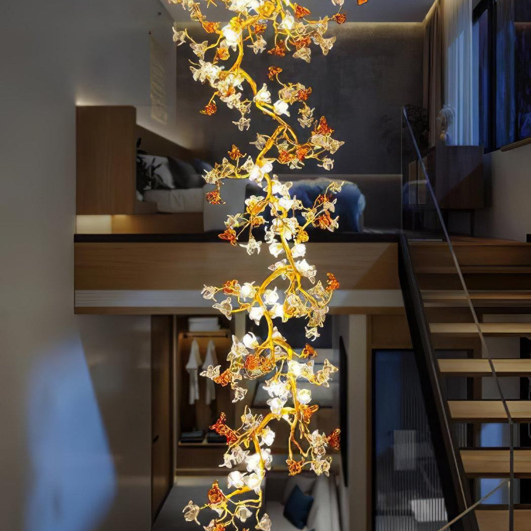 Brass Maple Branch Chandelier - ∅ 31.5″ x H 70.9″ / Dia 80cm x H 180cmBrass & Clear & YellowBlushlighting
