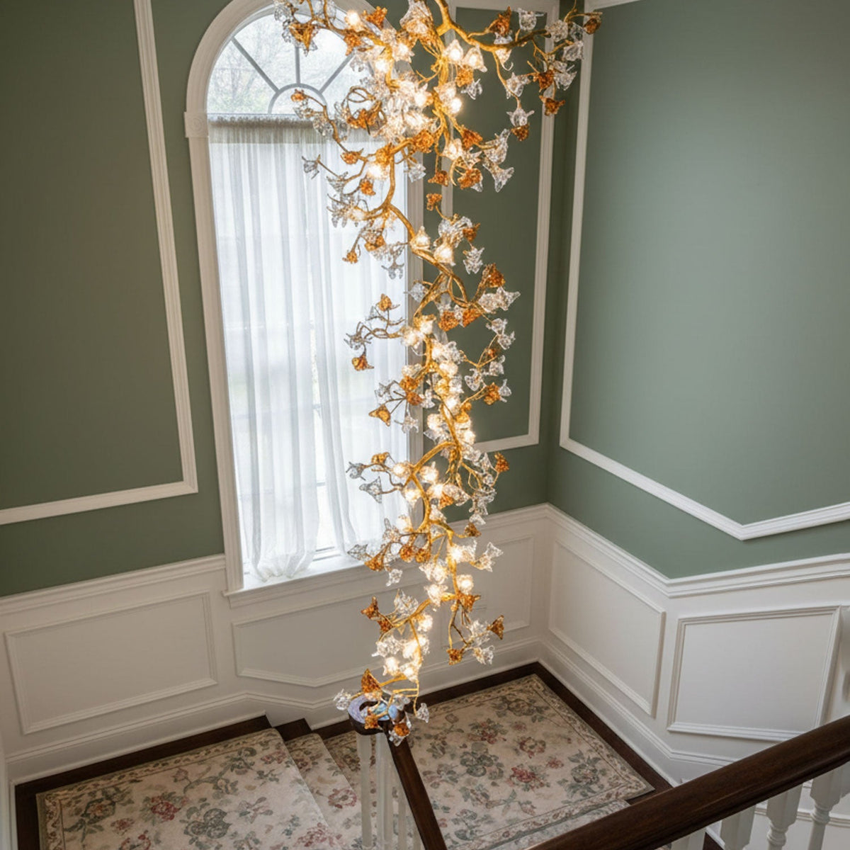 Brass Maple Branch Chandelier - ∅ 31.5″ x H 70.9″ / Dia 80cm x H 180cmBrass & Clear & YellowBlushlighting