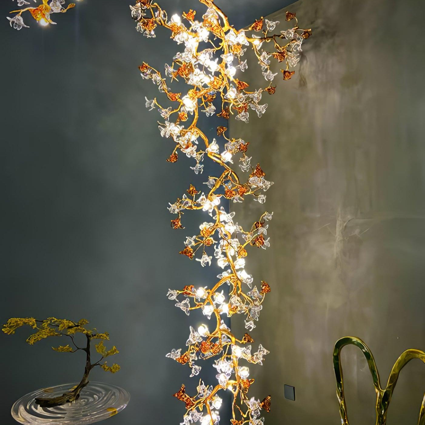 Brass Maple Branch Chandelier - ∅ 31.5″ x H 70.9″ / Dia 80cm x H 180cmBrass & Clear & YellowBlushlighting