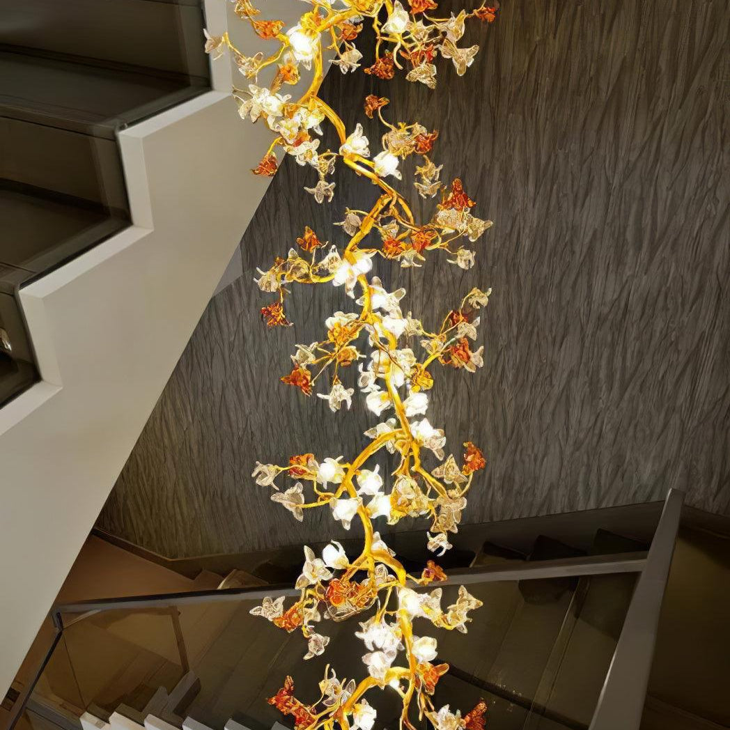 Brass Maple Branch Chandelier - ∅ 31.5″ x H 70.9″ / Dia 80cm x H 180cmBrass & Clear & YellowBlushlighting