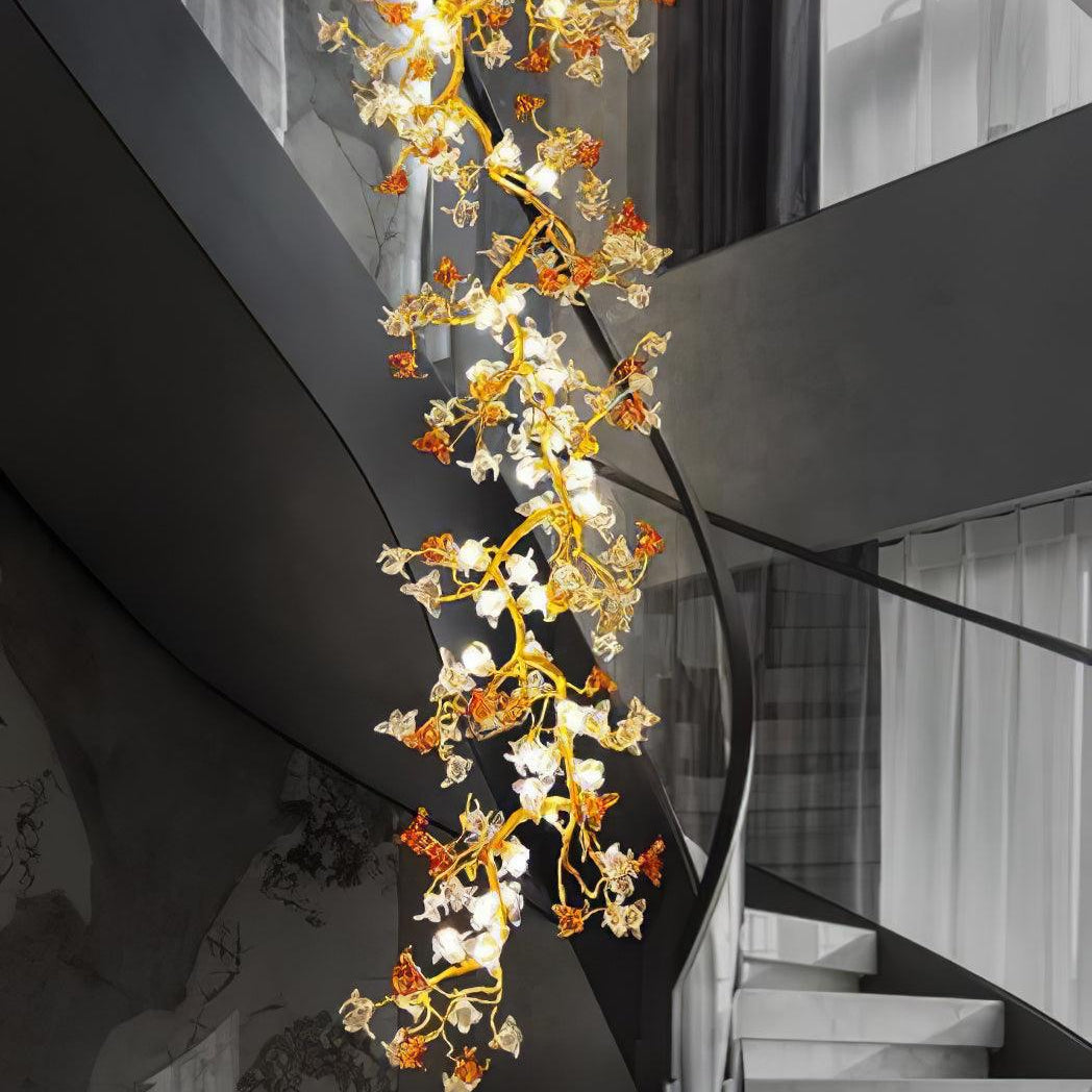Brass Maple Branch Chandelier - ∅ 31.5″ x H 70.9″ / Dia 80cm x H 180cmBrass & Clear & YellowBlushlighting