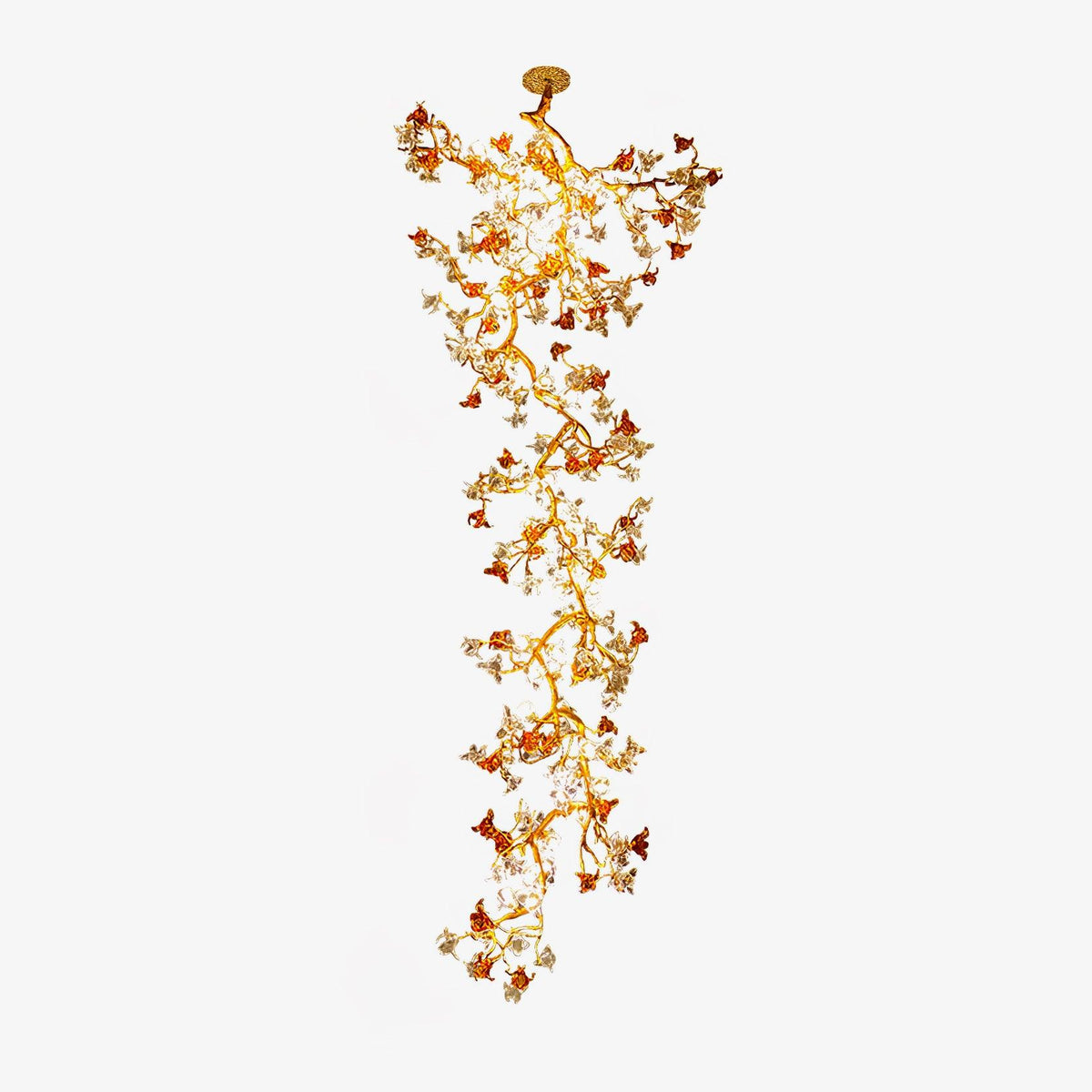 Brass Maple Branch Chandelier - ∅ 31.5″ x H 70.9″ / Dia 80cm x H 180cmBrass & Clear & YellowBlushlighting