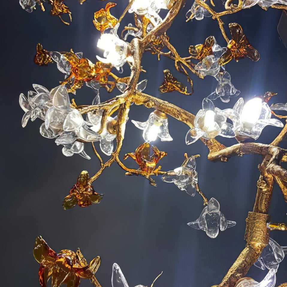 Brass Maple Branch Chandelier - ∅ 31.5″ x H 70.9″ / Dia 80cm x H 180cmBrass & Clear & YellowBlushlighting