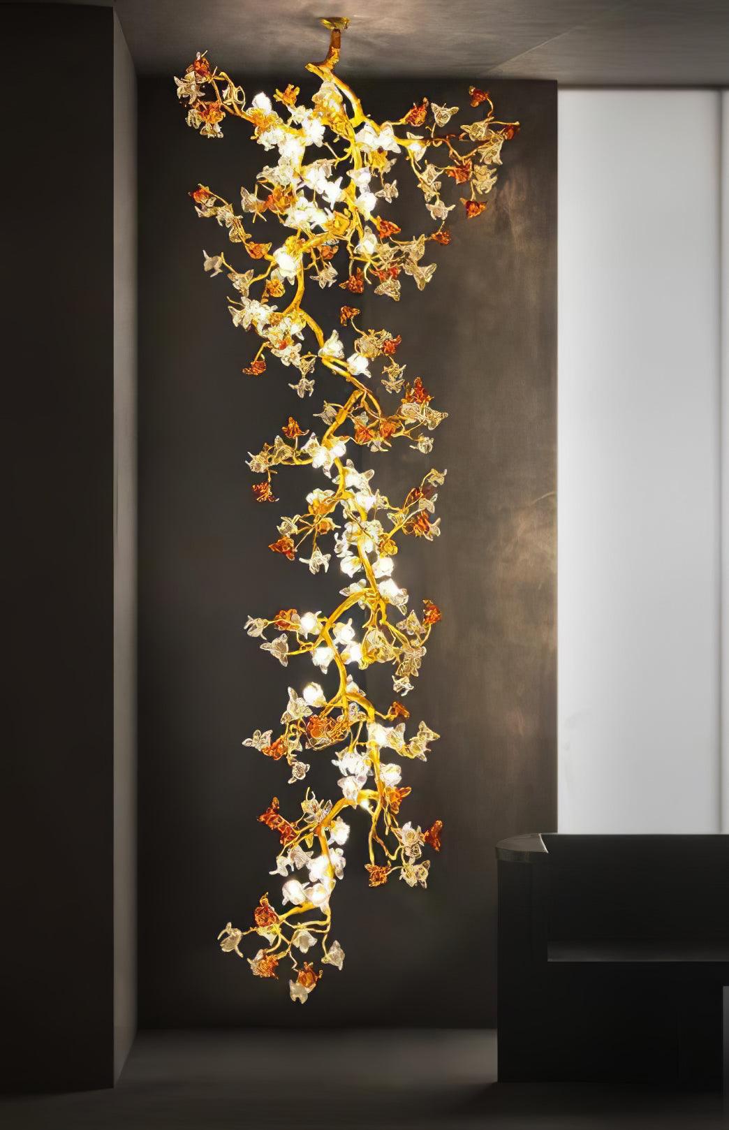 Brass Maple Branch Chandelier - ∅ 31.5″ x H 70.9″ / Dia 80cm x H 180cmBrass & Clear & YellowBlushlighting