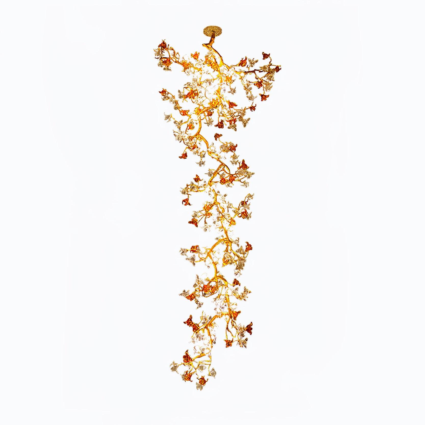 Brass Maple Branch Chandelier - ∅ 31.5″ x H 70.9″ / Dia 80cm x H 180cmBrass & Clear & YellowBlushlighting