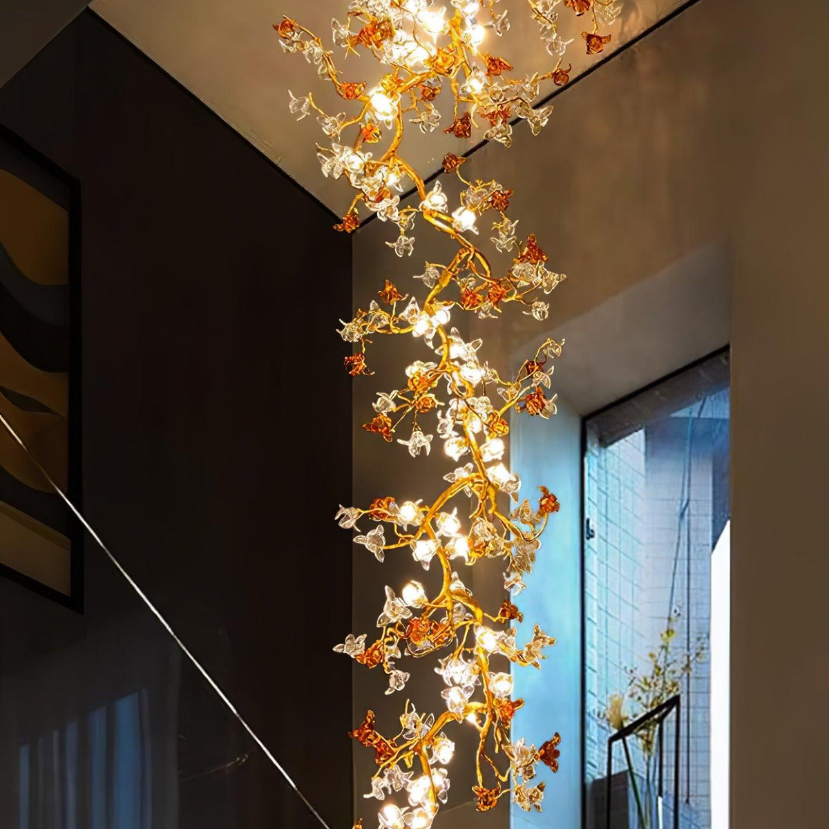 Brass Maple Branch Chandelier - ∅ 31.5″ x H 70.9″ / Dia 80cm x H 180cmBrass & Clear & YellowBlushlighting