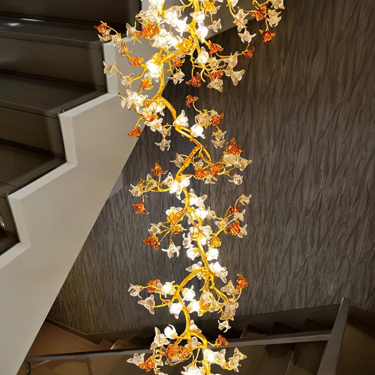 Brass Maple Branch Chandelier - ∅ 31.5″ x H 70.9″ / Dia 80cm x H 180cmBrass & Clear & YellowBlushlighting