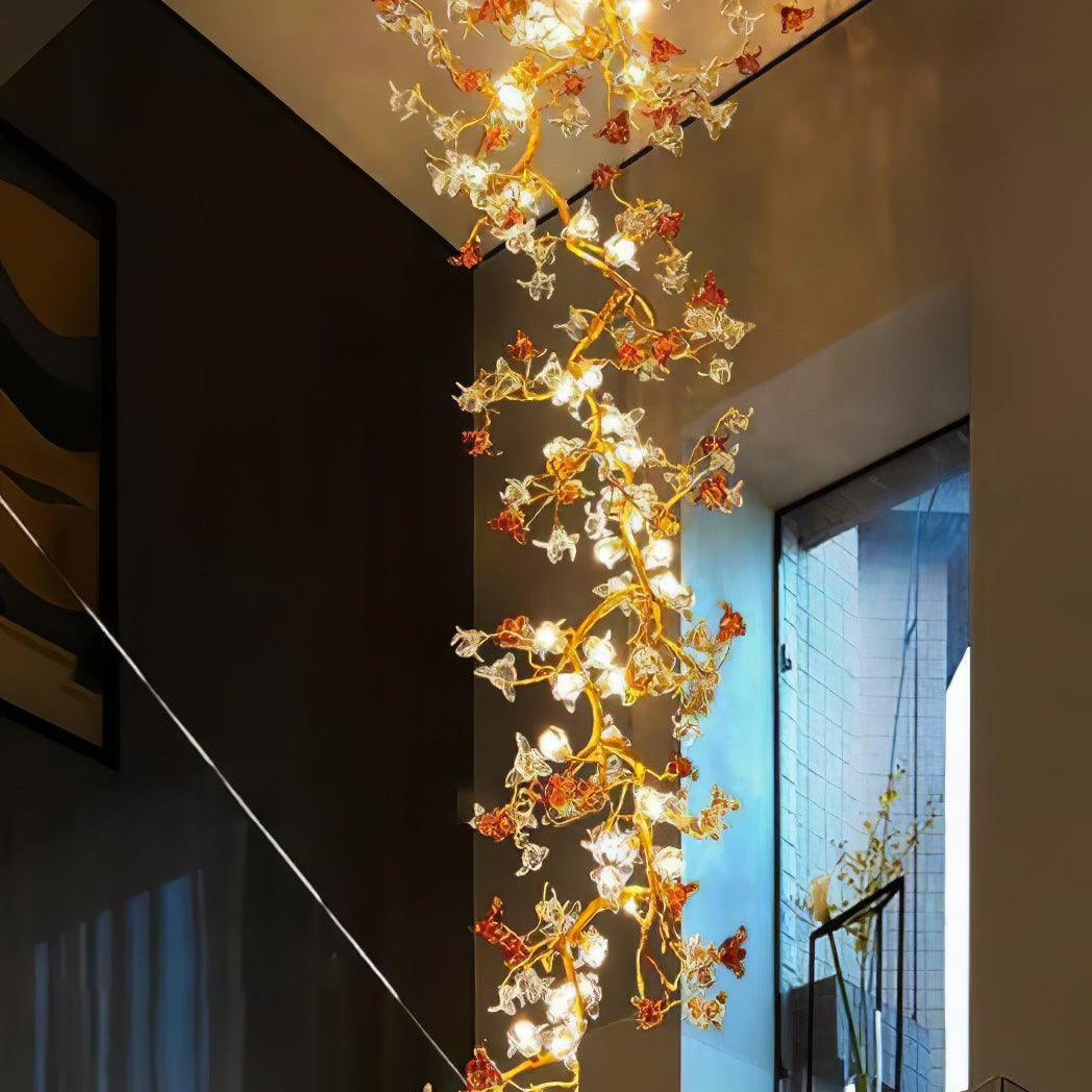 Brass Maple Branch Chandelier - ∅ 31.5″ x H 70.9″ / Dia 80cm x H 180cmBrass & Clear & YellowBlushlighting