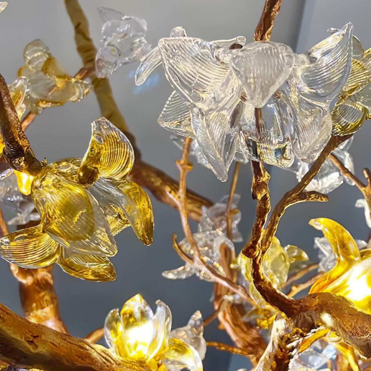 Brass Maple Branch Chandelier - ∅ 31.5″ x H 70.9″ / Dia 80cm x H 180cmBrass & Clear & YellowBlushlighting