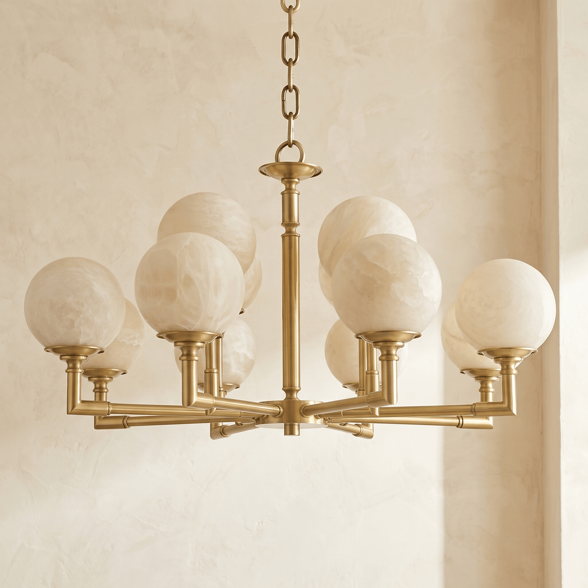 Brass Orb Classic Alabaster Pendant Light - Ø28.7" × H16.9" (Ø73 × H43 cm)Blushlighting