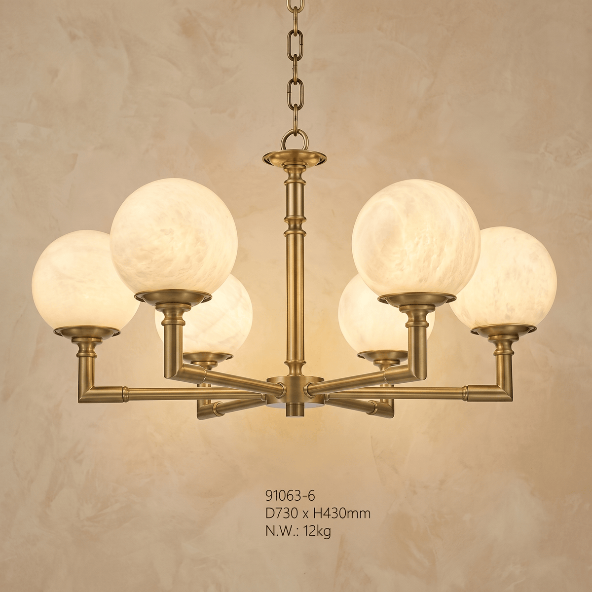Brass Orb Classic Alabaster Pendant Light - Ø28.7" × H16.9" (Ø73 × H43 cm)Blushlighting