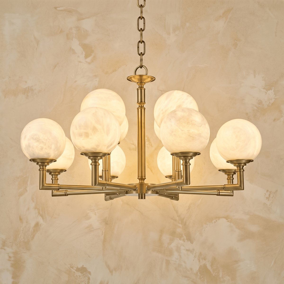 Brass Orb Classic Alabaster Pendant Light - Ø28.7" × H16.9" (Ø73 × H43 cm)Blushlighting