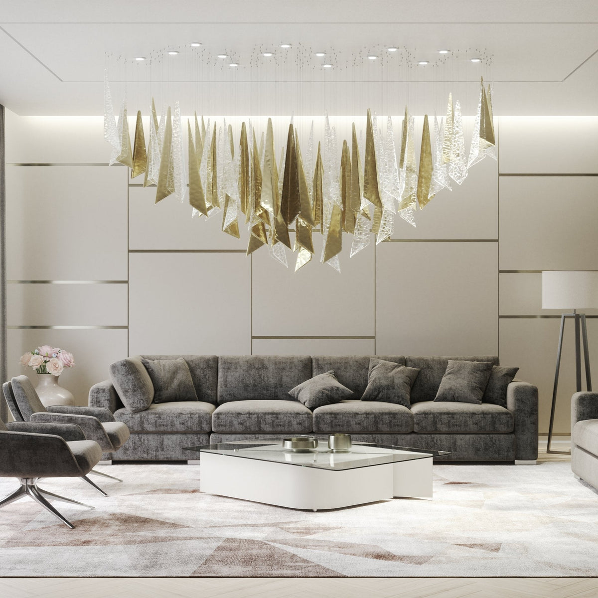 Breeze Chandelier - ∅ 39.4″ x H 39.4″ / Dia 100cm x H 100cm(No Canopy)Support Customized DrawingsWarm LightBlushlighting