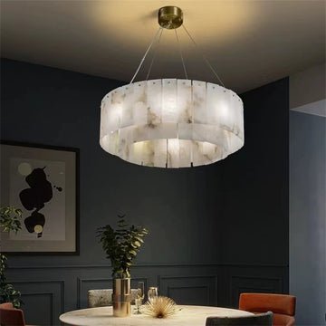 Brendra Alabaster 2 - Tier Round Chandelier - 22"DBlushlighting
