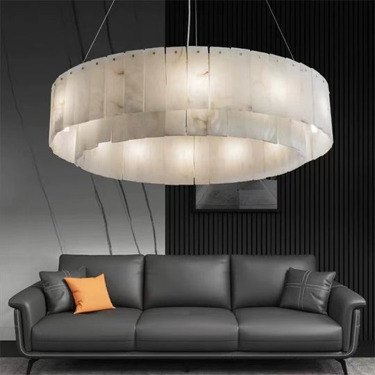 Brendra Alabaster 2 - Tier Round Chandelier - 22"DBlushlighting
