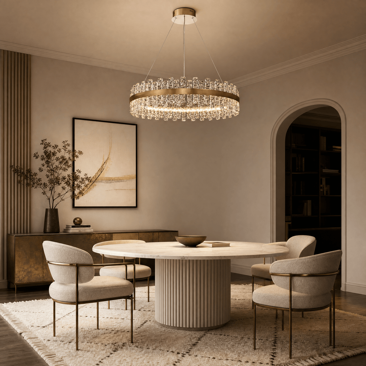 Brushed Gold Glass Fringe Modern Chandelier - 31" Dia (80 cm)Blushlighting