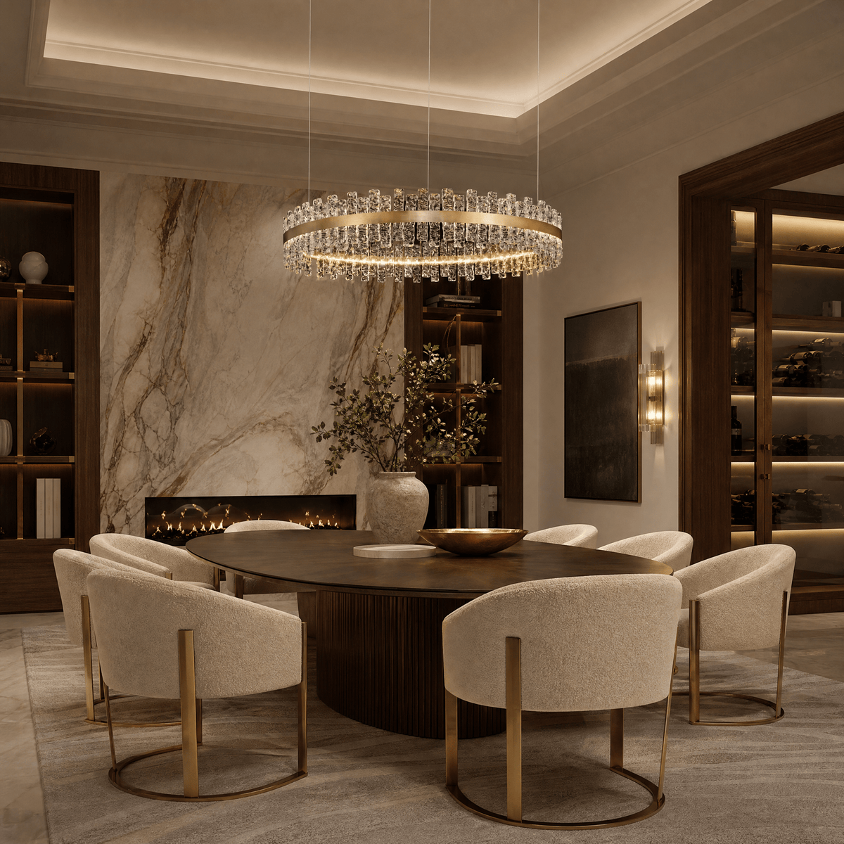 Brushed Gold Glass Fringe Modern Chandelier - 24" Dia (60 cm)Blushlighting