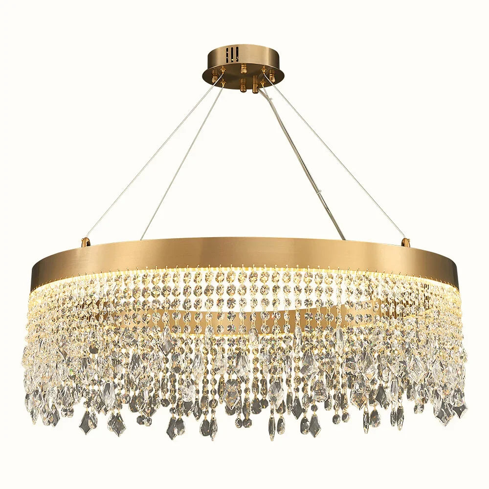 Brushed Gold Modern LED Crystal Light Fixtures-
