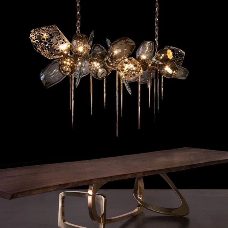 Bryce Contemporary Glass Chandelier-chandeliers for dining room,chandeliers for stairways,chandeliers for foyer,chandeliers for bedrooms,chandeliers for kitchen,chandeliers for living room-47.2"L-Blushlighting