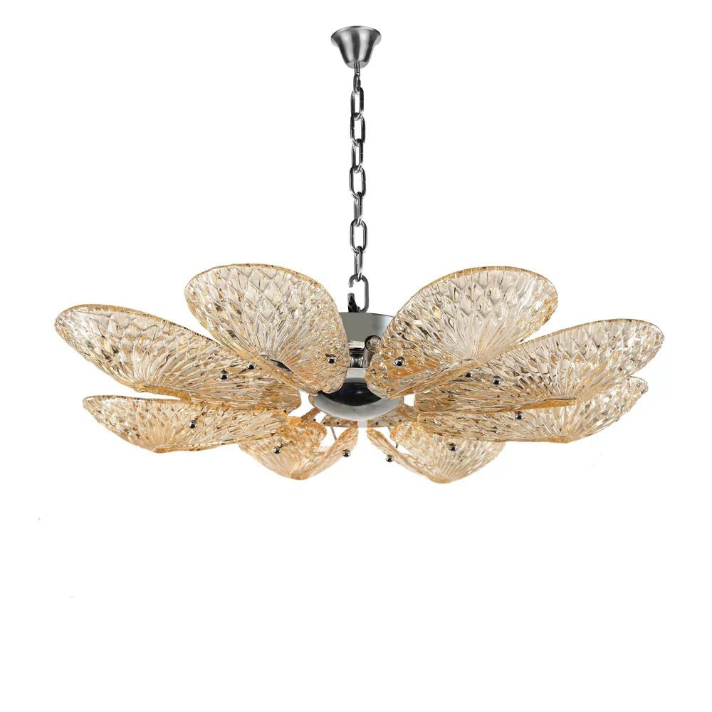 BU Bella Murano Glass Flower Chandelier - 1 - Tier: 33"W x 12"HSmokeBlushlighting
