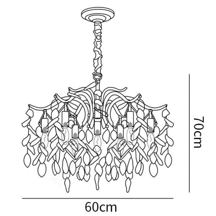 BU Dorale Modern Chandelier - 9 heads Size: Dia 31.5″(80cm) x H 27.6″(70cm)Brass & ClearBlushlighting