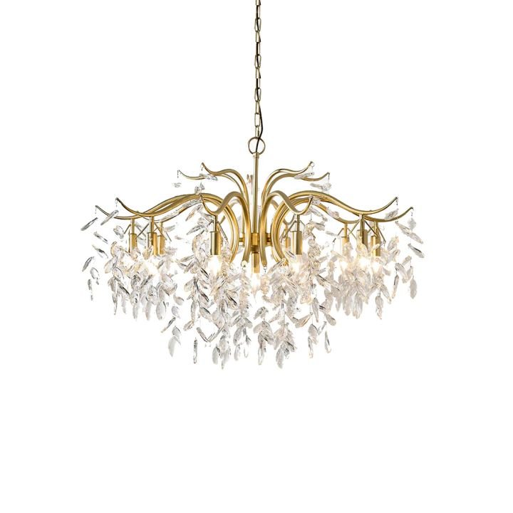 BU Dorale Modern Chandelier - 7 heads Size: Dia 23.6″(60cm) x H 27.6″(70cm)Brass & ClearBlushlighting