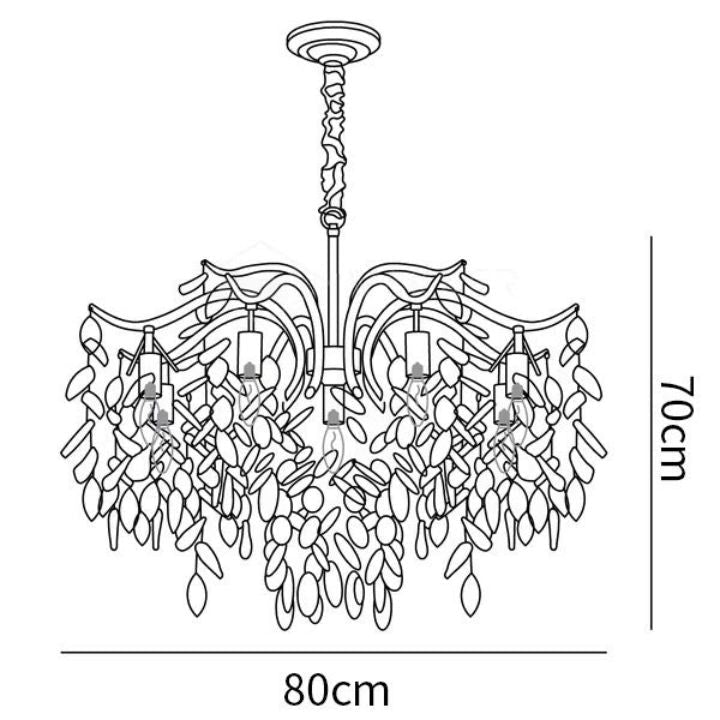 BU Dorale Modern Chandelier - 9 heads Size: Dia 31.5″(80cm) x H 27.6″(70cm)Brass & ClearBlushlighting