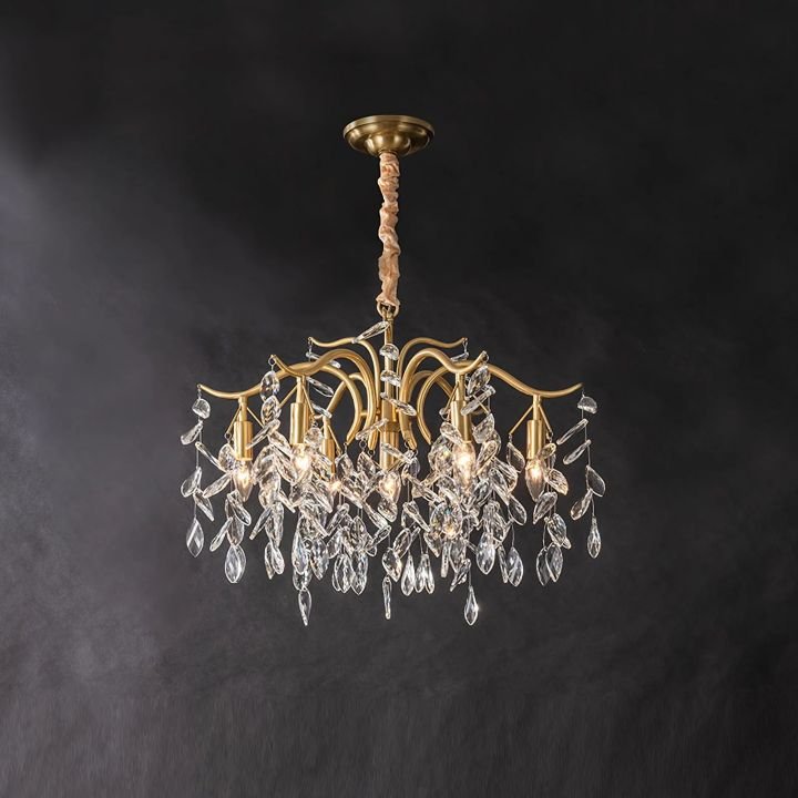 BU Dorale Modern Chandelier - 7 heads Size: Dia 23.6″(60cm) x H 27.6″(70cm)Brass & ClearBlushlighting