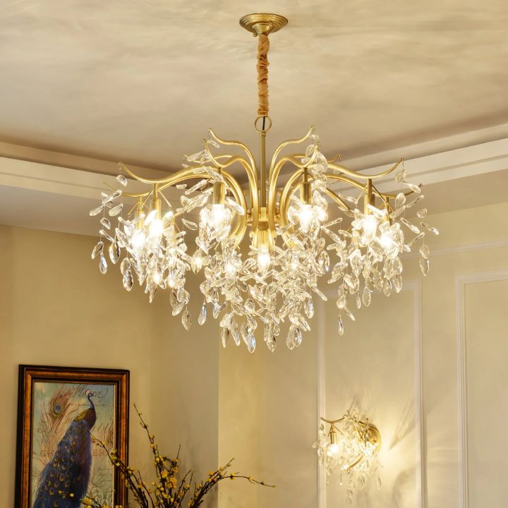 BU Dorale Modern Chandelier - 7 heads Size: Dia 23.6″(60cm) x H 27.6″(70cm)Brass & ClearBlushlighting