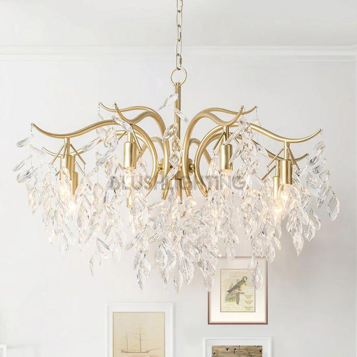 BU Dorale Modern Chandelier - 7 heads Size: Dia 23.6″(60cm) x H 27.6″(70cm)Brass & ClearBlushlighting