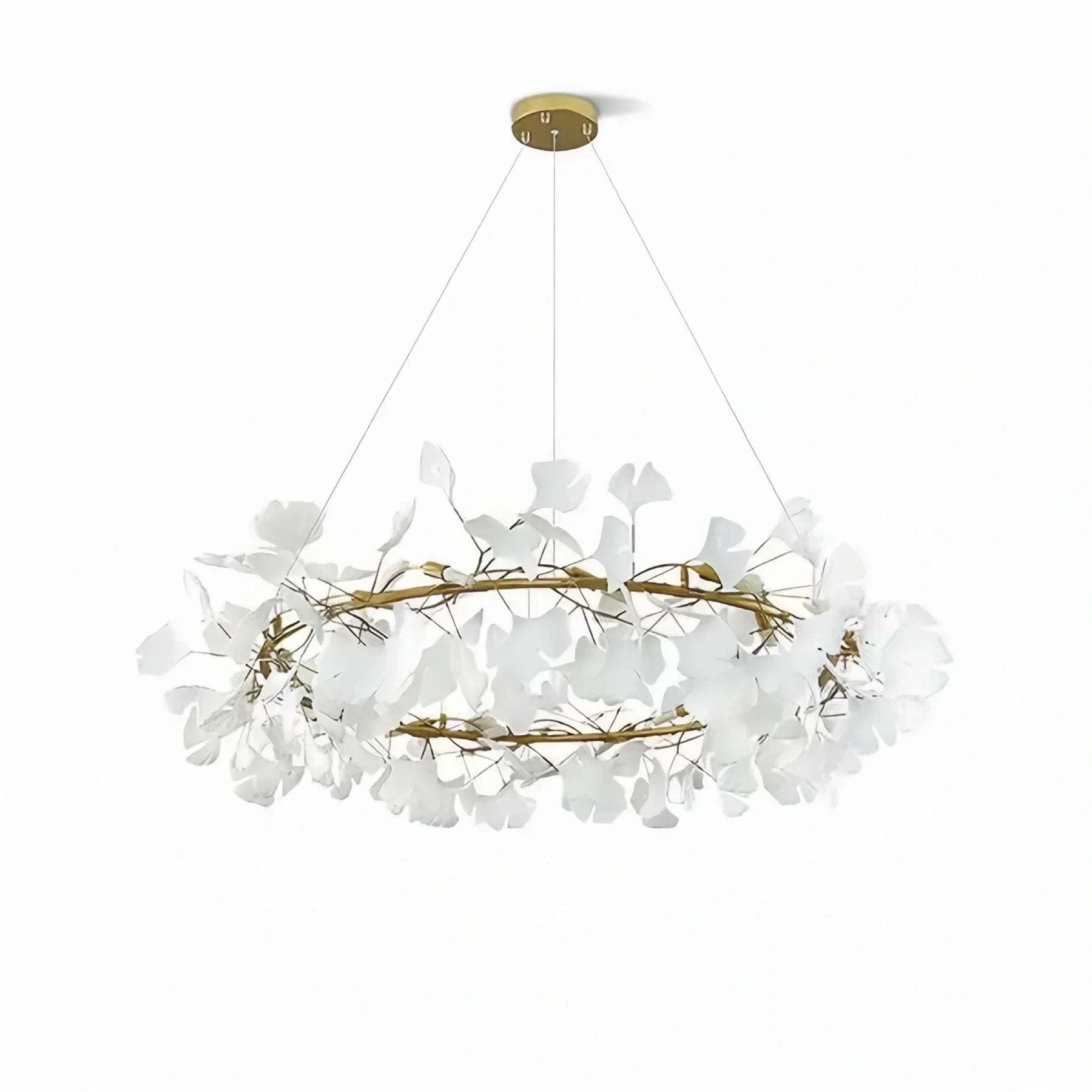 BU Ginkgo Ceramic Circle Chandelier - 24"GoldBlushlighting