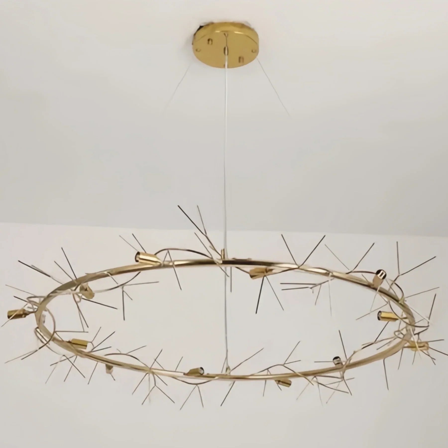 BU Ginkgo Ceramic Circle Chandelier - 24"GoldBlushlighting